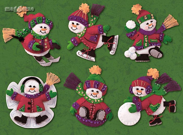 Darice Felties Felt Stickers - Snowmen - 10 Pieces