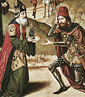 The Meeting of Abraham and Melchizedek by Dierik Bouts (year: 1464)